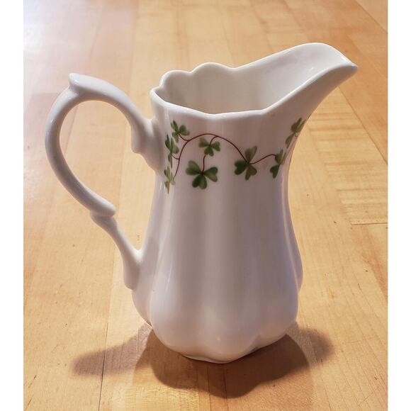 Vintage Shamrock Porcelain Creamer Pitcher 5" Ivy Ireland Irish Shannon Vase - Picture 13 of 16